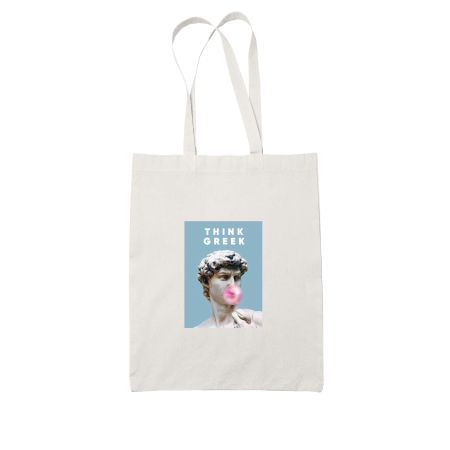 THINK GREEK White Tote Bag