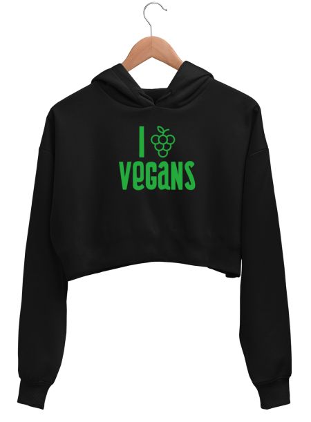 I Love Vegans Crop Hoodie