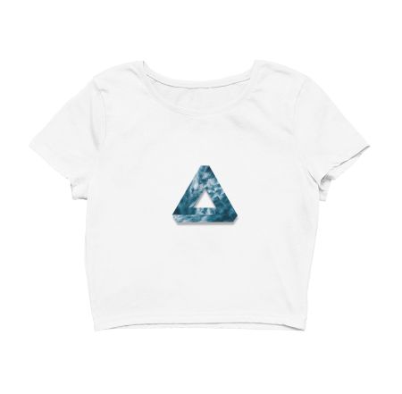 Abstract blue ocean waves penrose triangle  Crop Top