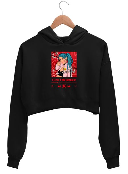 I Live For Danger - Japanese Crop Hoodie