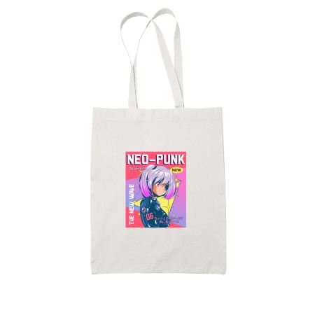 Neo Punk Anime Girl White Tote Bag