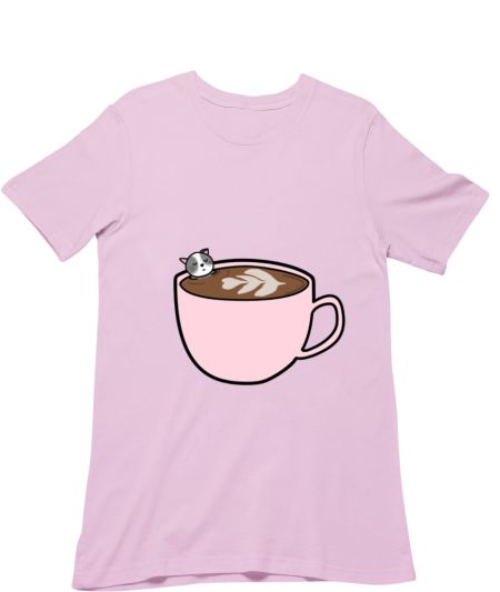 Cat and Coffee - Pink Classic T-Shirt