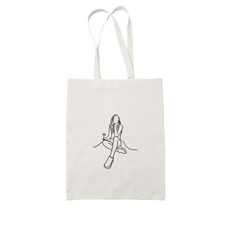 One line Face Art White Tote Bag