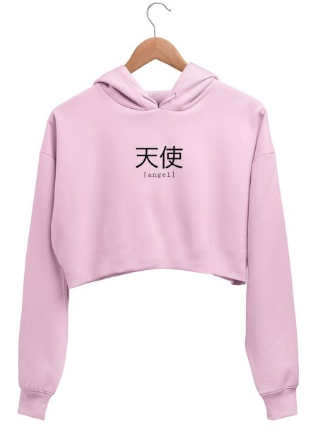 Angel japanese kanji Crop Hoodie