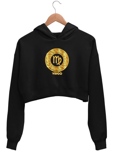 VIRGO -Ancient  Greek Motif GOLD Crop Hoodie