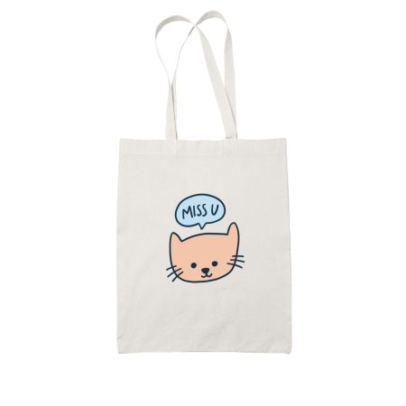 Cute Cat Miss You White Tote Bag