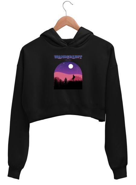 Wanderlust - Trekking in the mountains Crop Hoodie