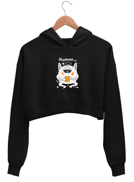 Funny Monster Overthinking Crop Hoodie