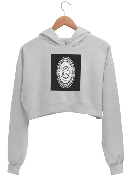 black background mandala Crop Hoodie