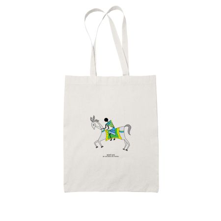 The Horse Rider Warli Art White Tote Bag