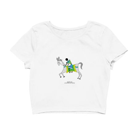 The Horse Rider Warli Art Crop Top