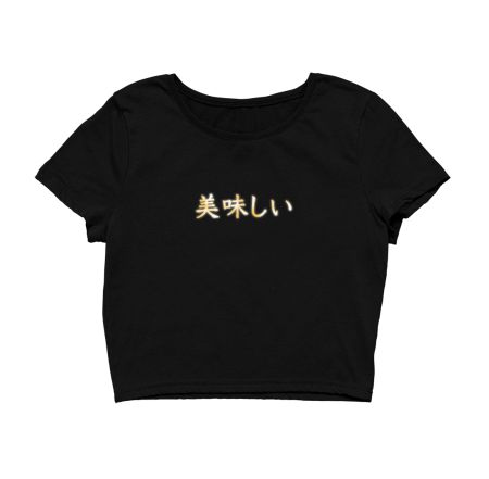 Glowing Japanese Kanji Characters Funny Crop Top