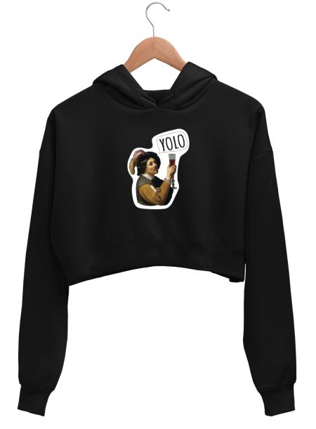 Funny Vintage Painting Meme Crop Hoodie