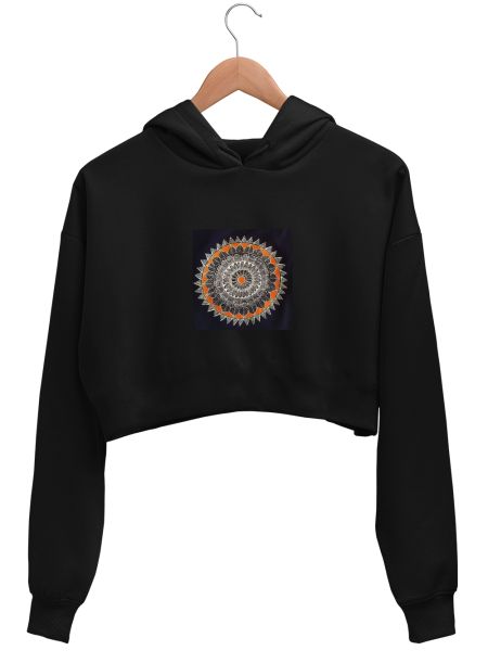 Multicoloured Mandala Crop Hoodie