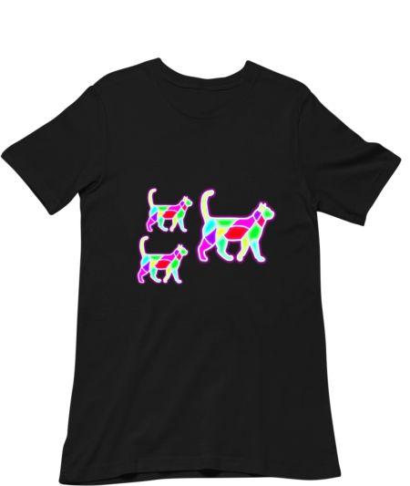 Colorful Cat With Kittens Regular T-Shirt