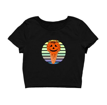 Kawaii Halloween Pumpkin Face Ice Cream Crop Top