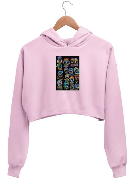 Celebrate Love  with Pride -Doodled Characters Crop Hoodie