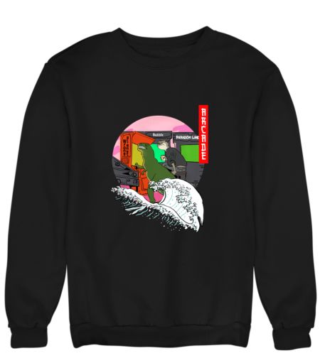 Retro Gaming Machine Dinosaur and cat Sweatshirt