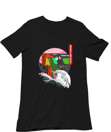 Retro Gaming Machine Dinosaur and cat Regular T-Shirt