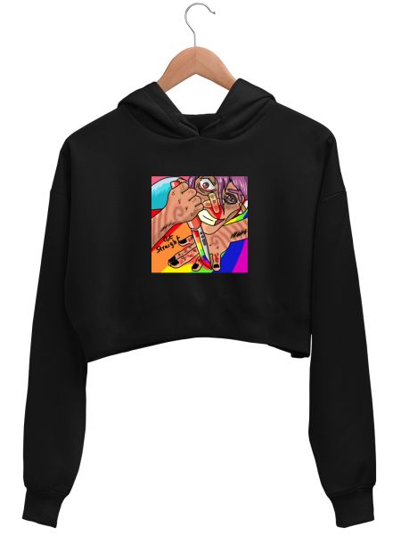 Cut Straight  Crop Hoodie