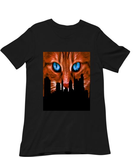 Cool Orange Color Cat  New York City Sky Line Classic T-Shirt