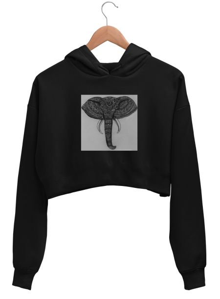 elephant mandala Crop Hoodie