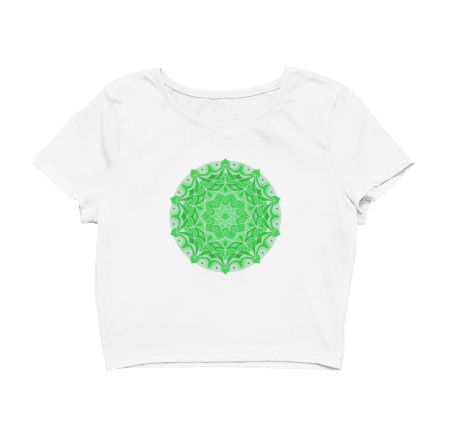 Beautiful And Magenta Color Abstract Mandala Green Crop Top