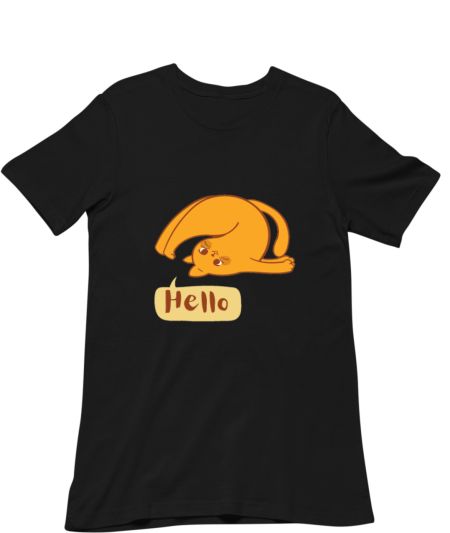 Excercising Cat saying Hello funny design Regular T-Shirt