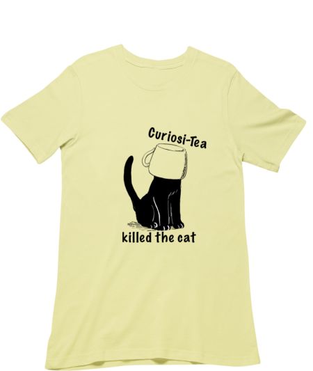 Curiosity tea cup cat Regular T-Shirt