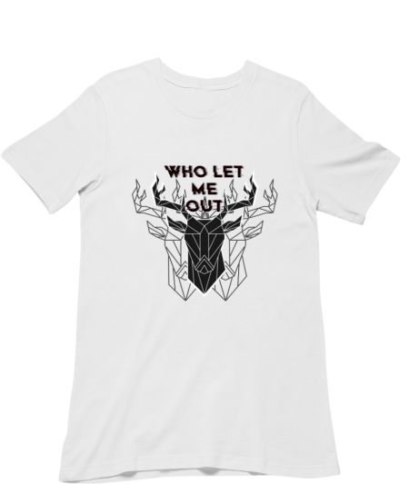 Who Let Me Out Line Art Deer Mandala Classic T-Shirt