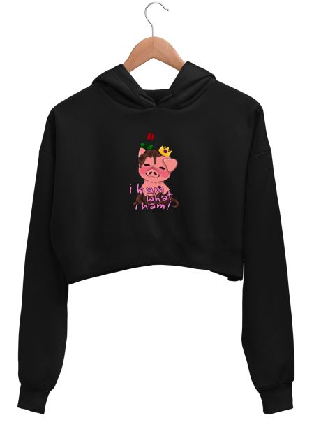 Techno the pig Crop Hoodie