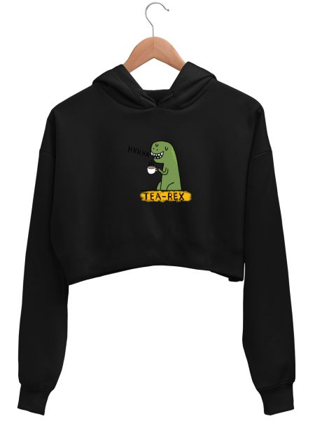 Dinosaur tea design  Crop Hoodie