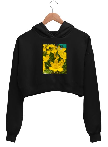 Yellow lily Crop Hoodie