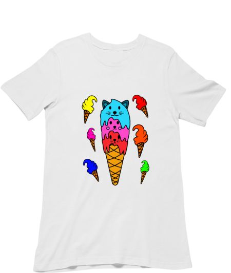 Funny Ice Cream Triple Layer Cone Illustration Classic T-Shirt