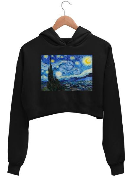 Van Gogh  famous painting starry night print Crop Hoodie