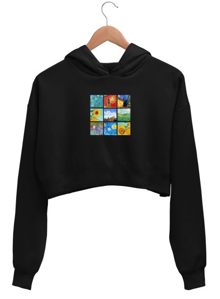 van Gogh collage Crop Hoodie