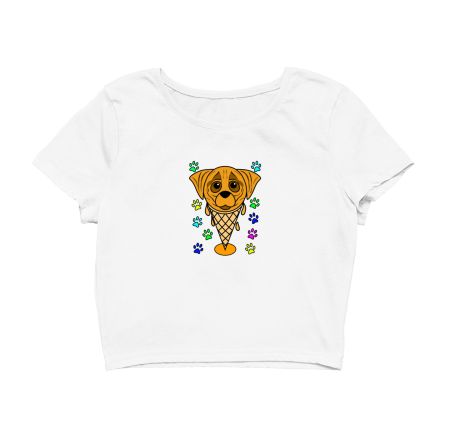 Cute Pug Face Ice Cream Illustration Crop Top