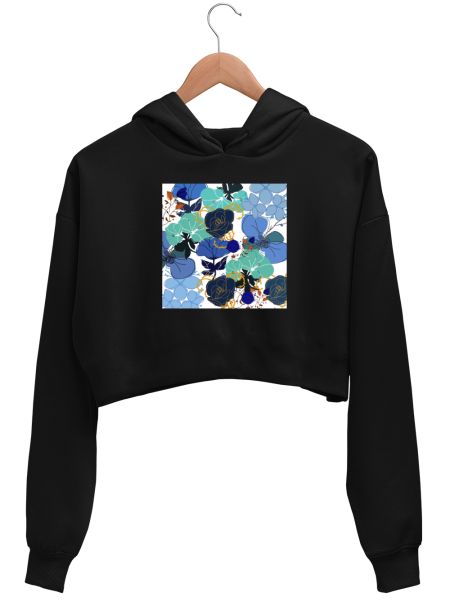 blue fantasy Crop Hoodie