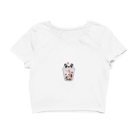 Cute panda cup  Crop Top