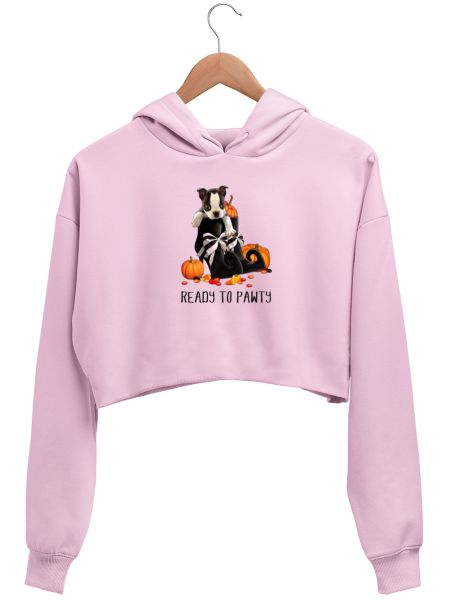 READY TO PAWTY FOR HALLOWEEN Crop Hoodie