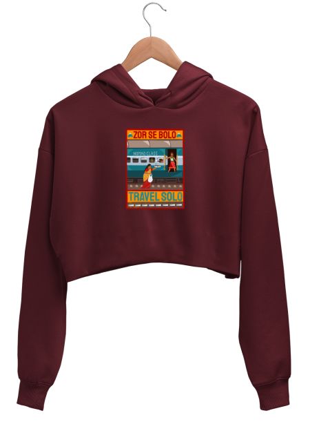 Zor Se Bolo Travel Solo Crop Hoodie