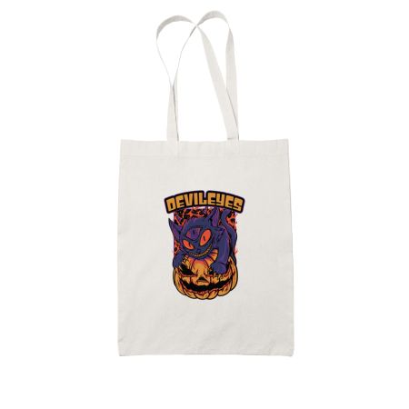 Halloween Devil Cat White Tote Bag