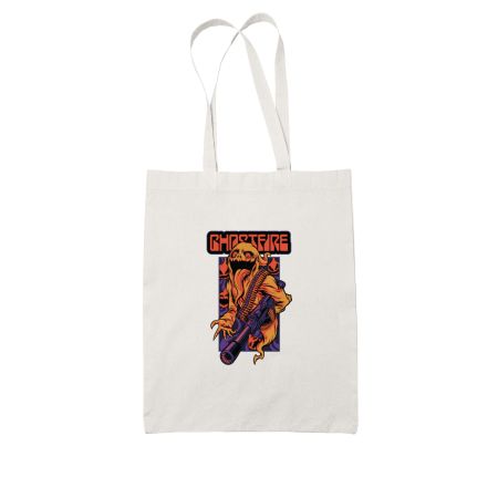 Halloween Evil Ghost with Gun White Tote Bag