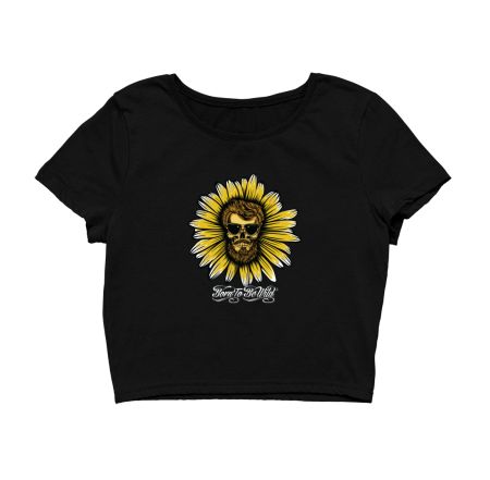 Sunflower Skull Born To Be Wild Crop Top