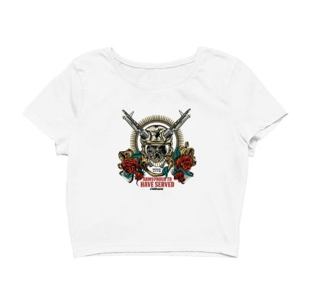 Skull With Gun and Army Proud To Have Served Veterans Crop Top