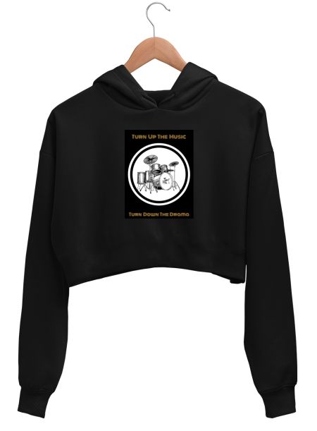 Turn Up The Music Crop Hoodie