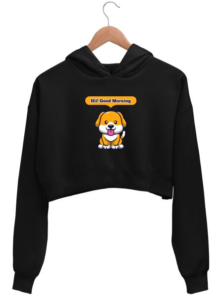 Dog Love, hii good morning Crop Hoodie