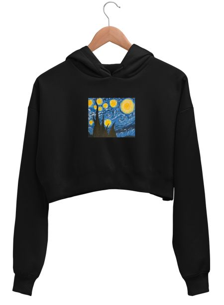 The Starry Night (White) Crop Hoodie