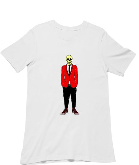 Funny Skull Wearing A Red Suit  Classic T-Shirt