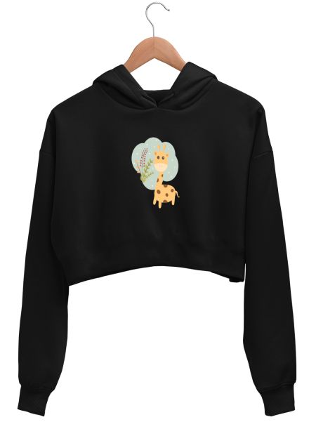 baby giraffe Crop Hoodie